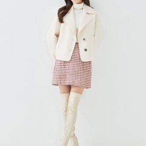 NWT Double Face Wool Blend Cropped Coat